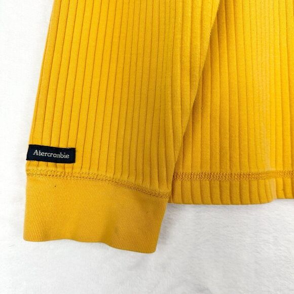 Vintage Abercrombie & Fitch Y2K Muscle Ribbed Sweater Size Large Yellow V-Neck - Picture 4 of 9